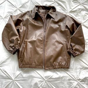 faux leather bomber jacket!🤎